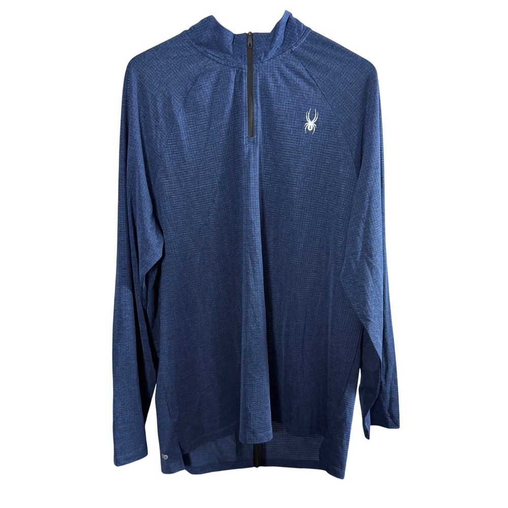 Spyder Active Mens XXL Blue Quarter Zip Pullover Grid Fleece SPM840U 1772228